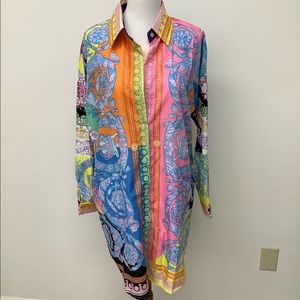 Colorful button down shirt dress/tunic
